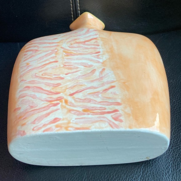 Vintage Art Deco Glazed Ceramic Vase with Peach, Yellow and White Designs - Picture 3 of 12